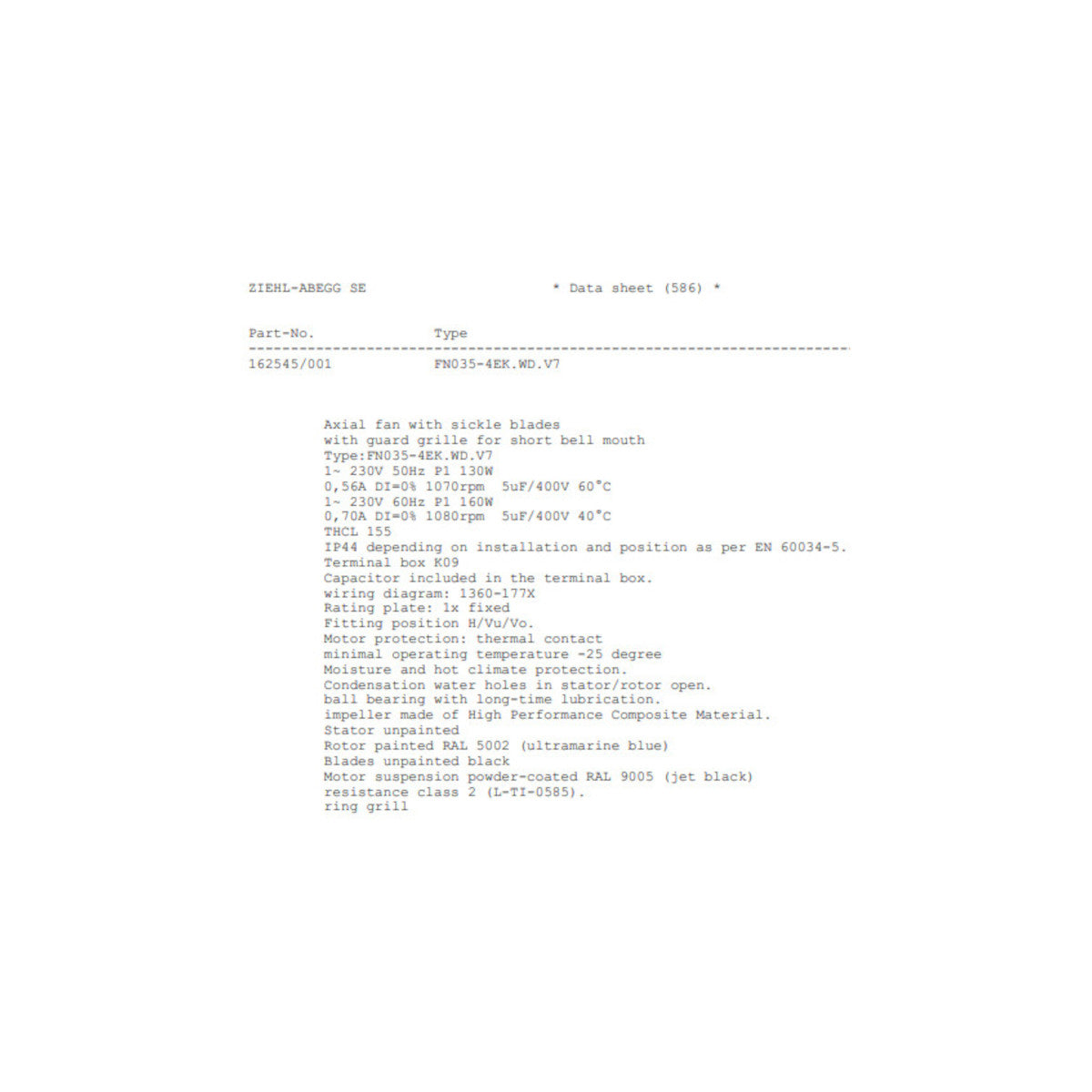 Lüftereinheit FN035-4EK.WD.V7 Ziehl-Abegg