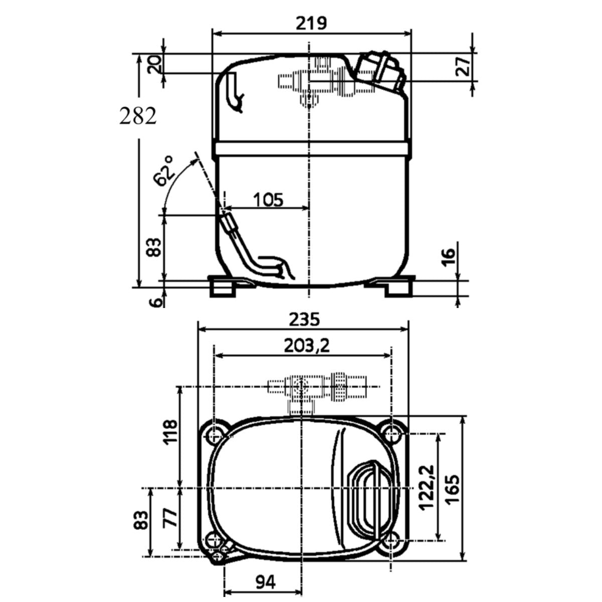 Compressor AJ2464P-FZ Solder Tecumseh