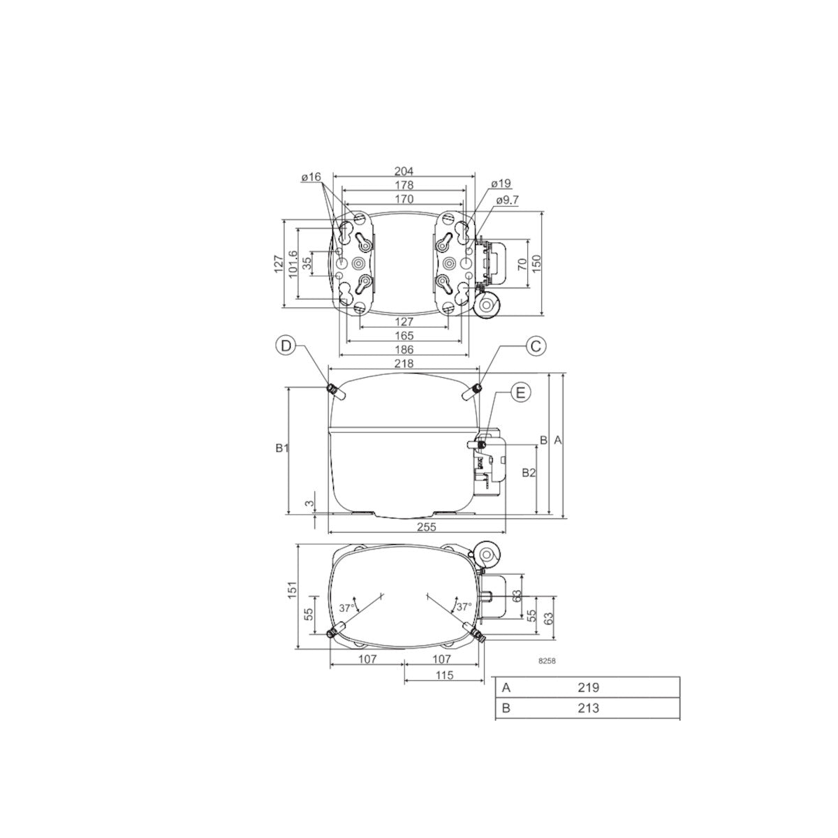 Kompressor SC18G /SC18GX Danfoss Secop
