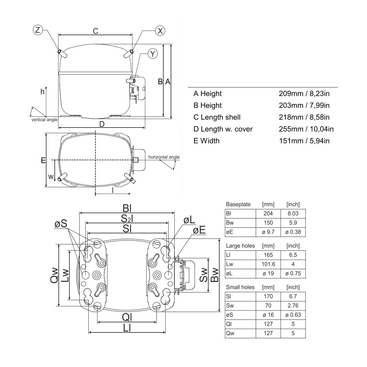 Compressor SC10CL /SC10CLX Danfoss Secop