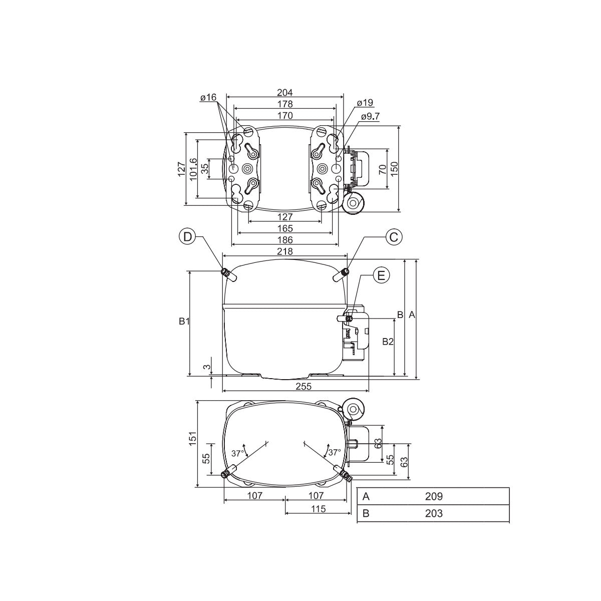 Kompressor SC12CNX.2 Danfoss Secop