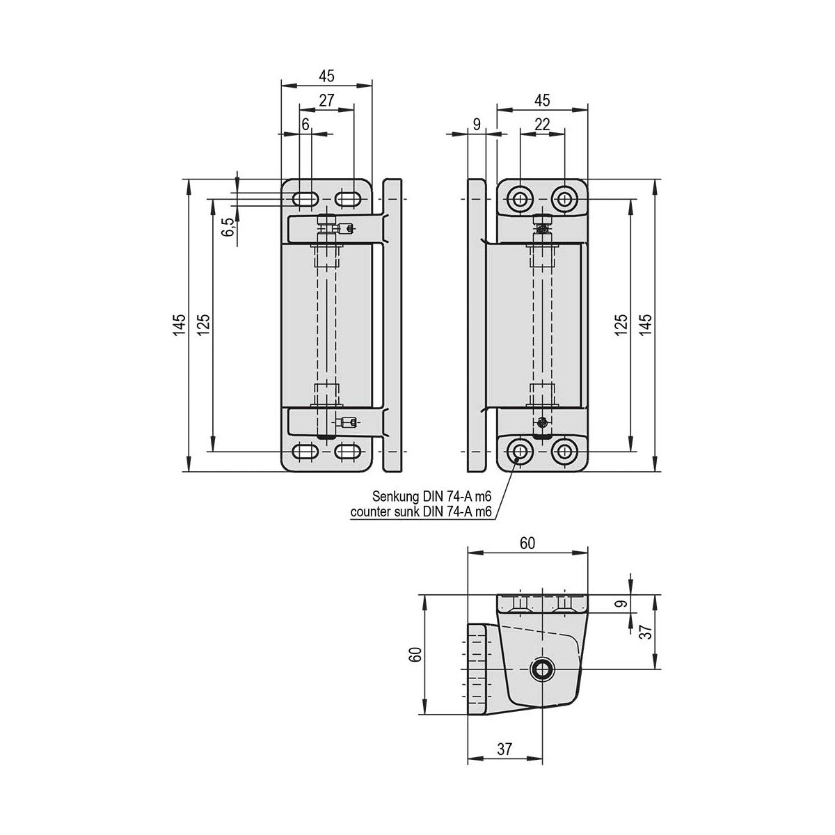 Eckscharnier 3.51.0102.1 R chrom STUV