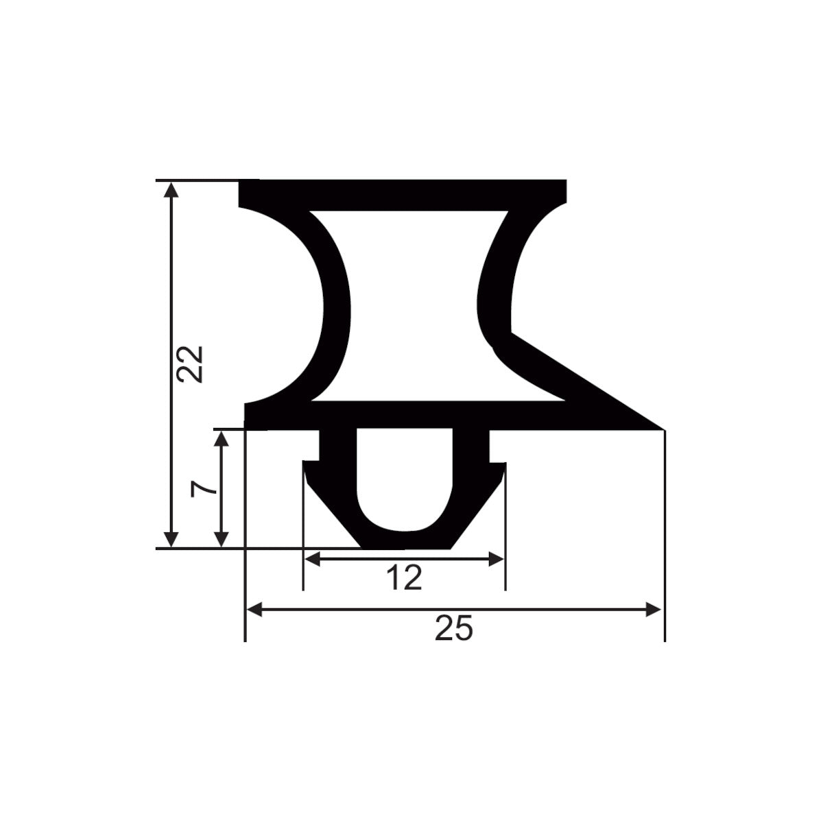 Sealing profile FD172A gray length 2.1m