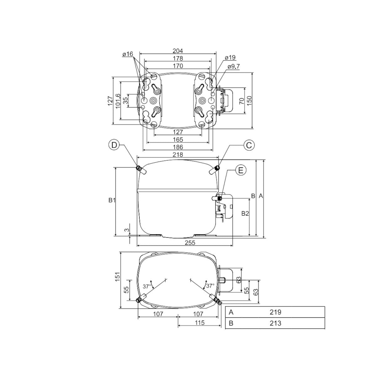 Compressor SC18CLX with oil equalization Danfoss Secop