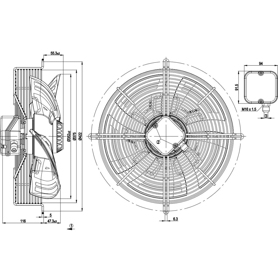 Fan unit S4D350-AN08-50 EBM