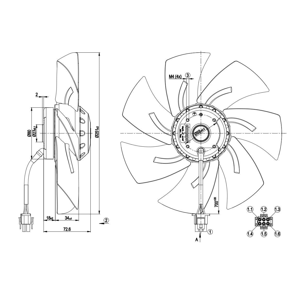 LÜFTEREINHEIT A2D250-AH14-09 EBM