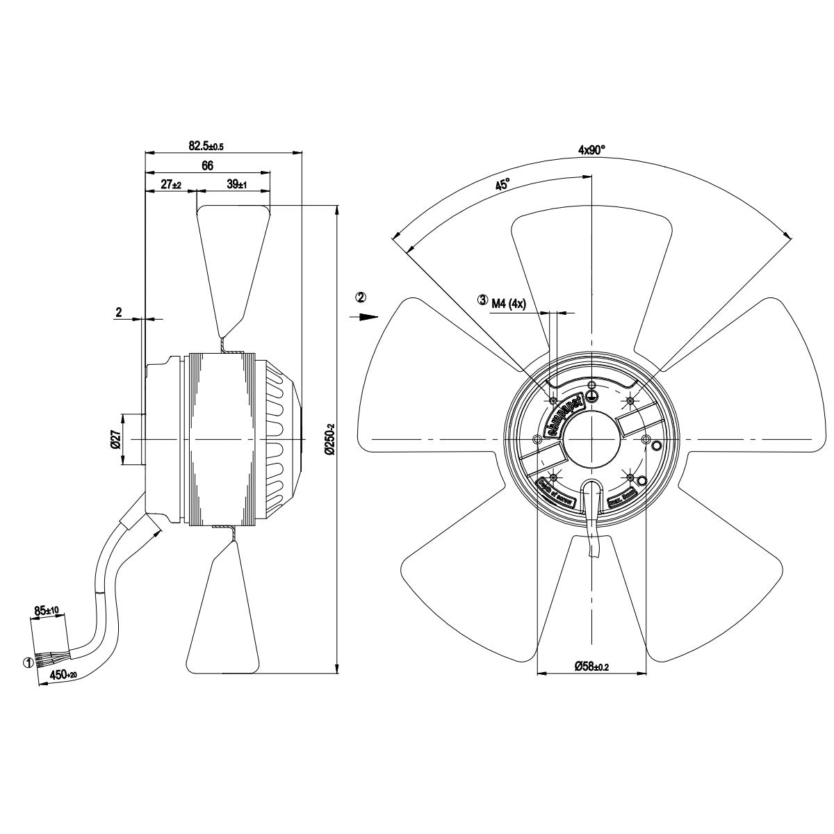 Fan unit A2E250-AE65-02 ebm-papst