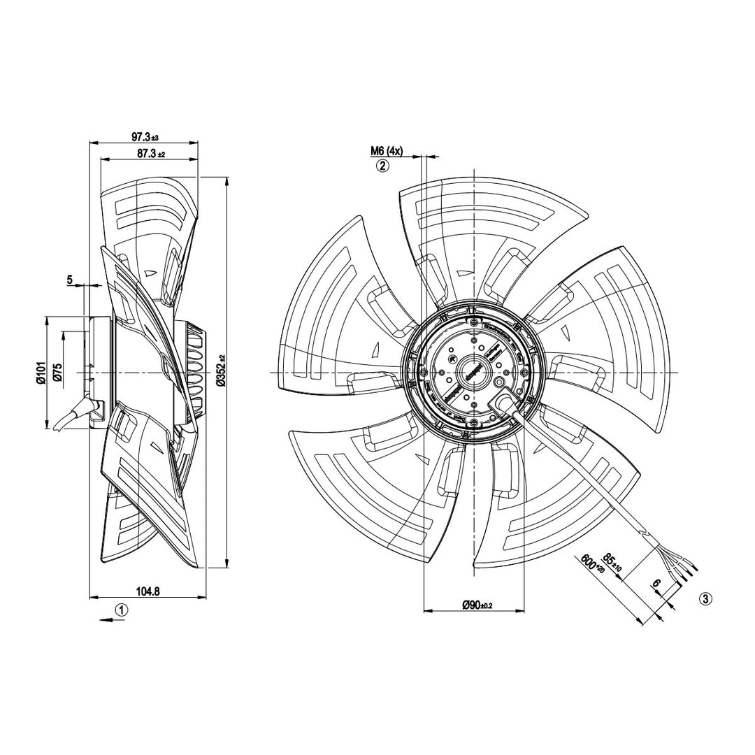 Fan unit A6E350-AN24-01 ebm-papst