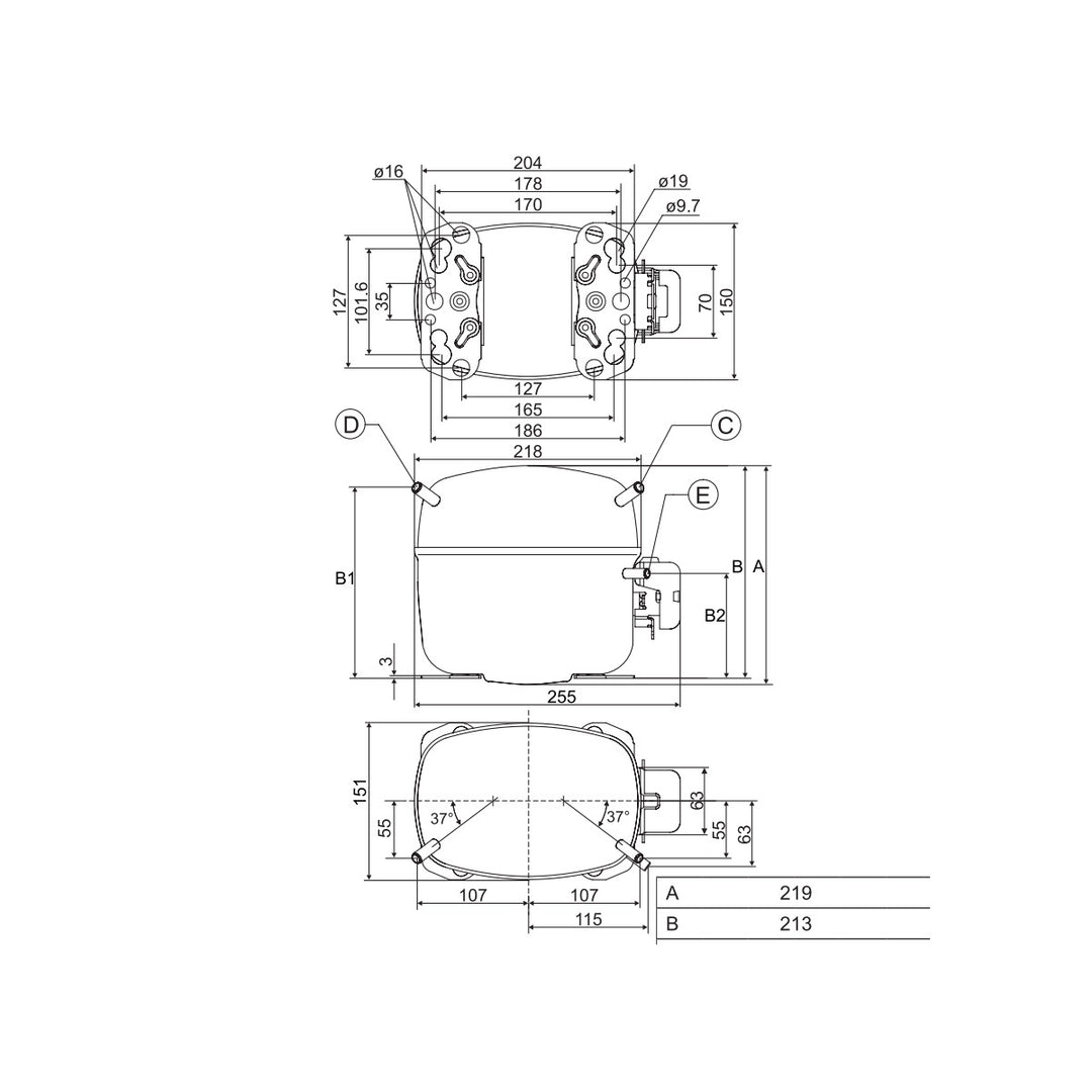 Kompressor SC15DL /SC15DLX Danfoss Secop