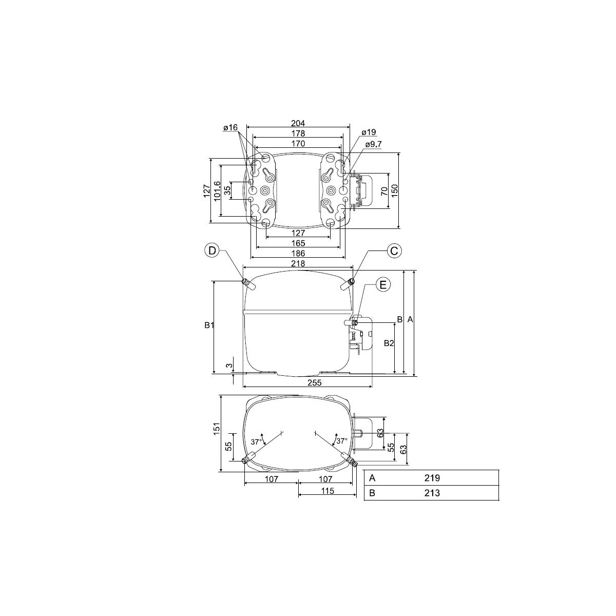 Compressor SC18CL Danfoss Secop