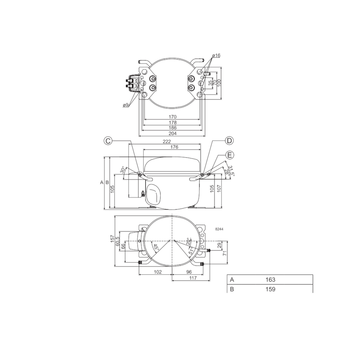 Compressor TLES7.5KK.3 Danfoss Secop