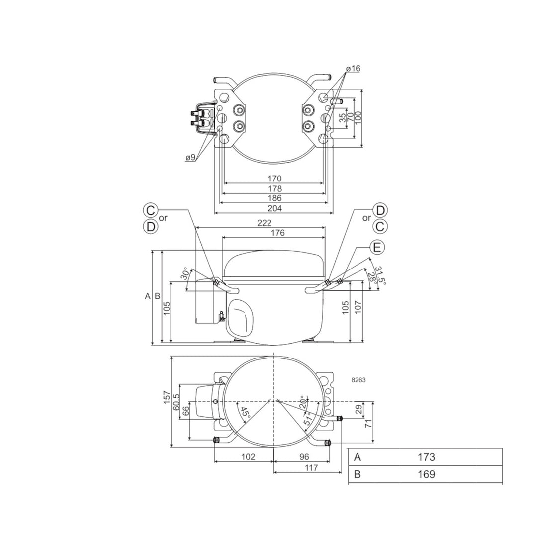 Kompressor TLS5FX Danfoss Secop