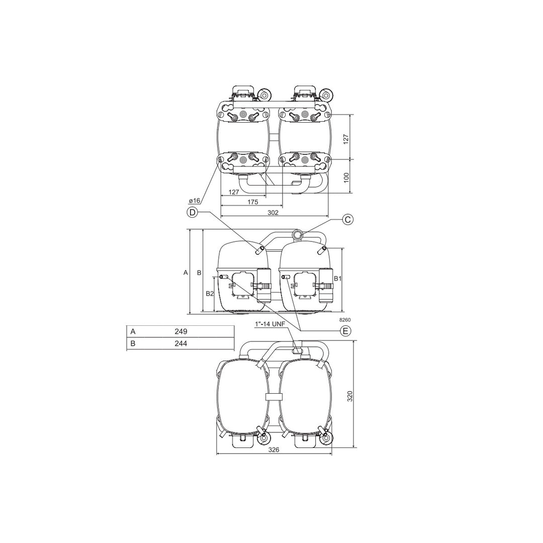 Kompressor SC15/15G Twin Danfoss Secop