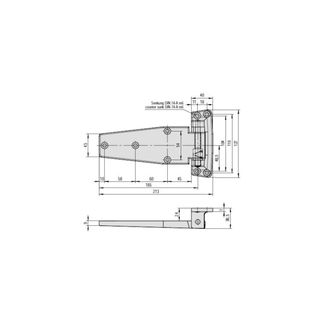 Scharnier 3.51.0040.1 R /24mm grau / nicht mehr lieferbar