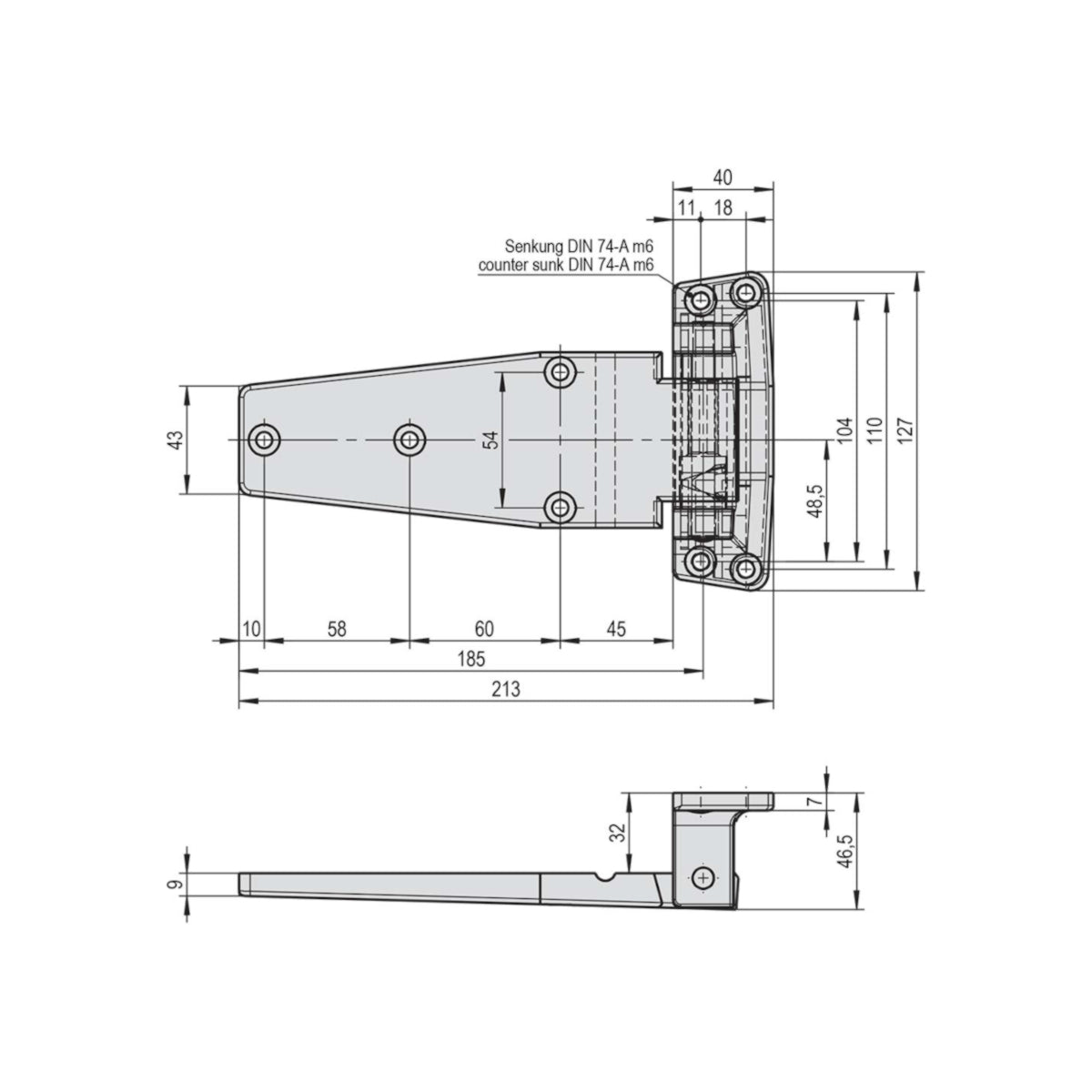 Scharnier 3.51.0132.1 R /32 mm chrom STUV