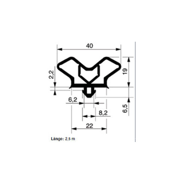 Sealing profile 77 length 2.5m Fermod