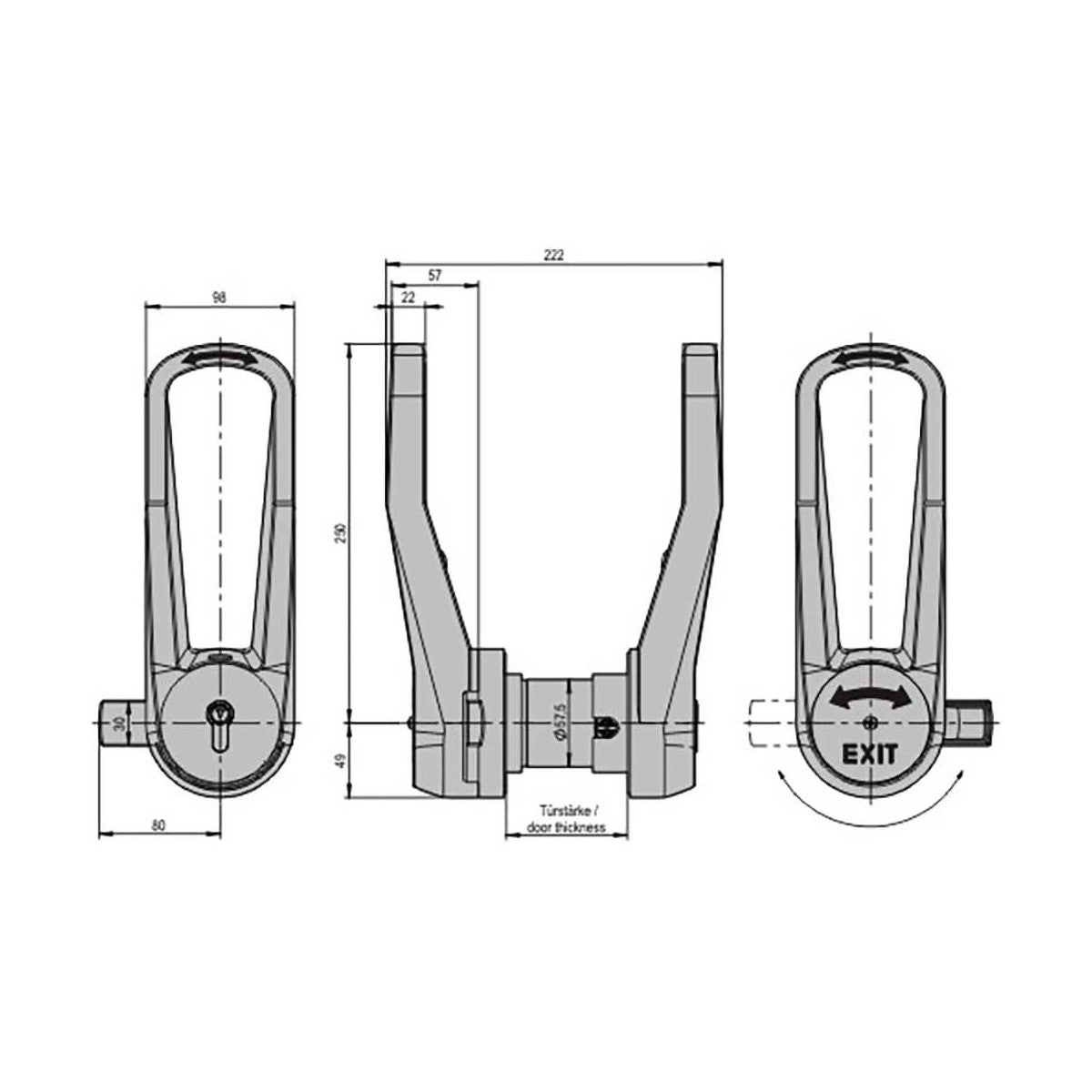 Lock 3.31.0658.2 left 125 mm STUV