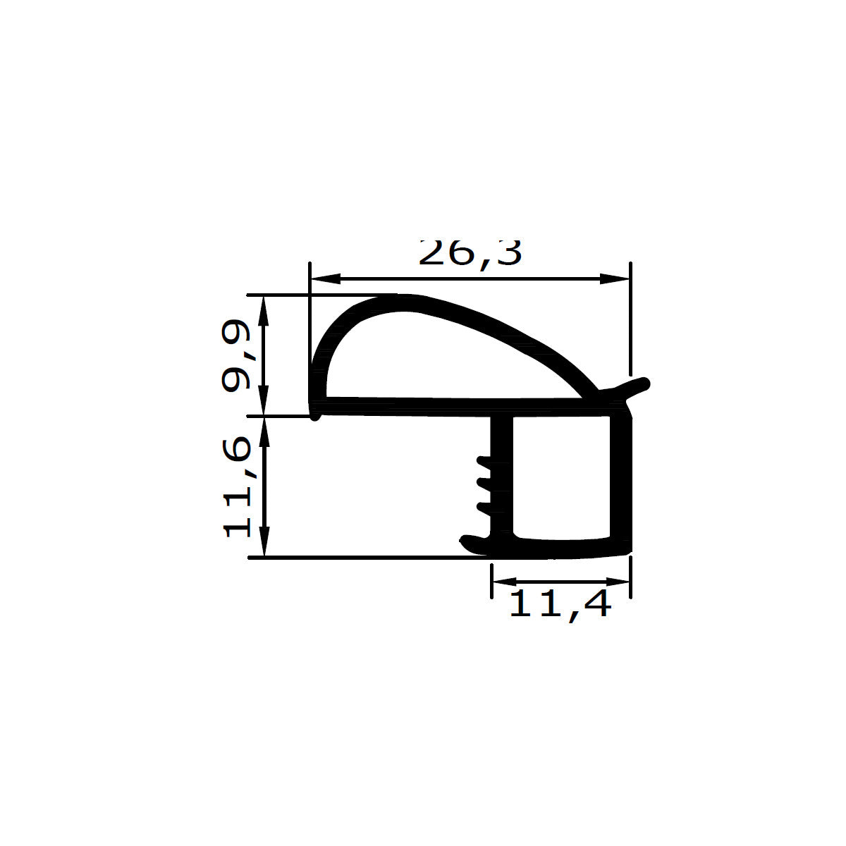 Gummidichtung FD305 Länge 2,5m