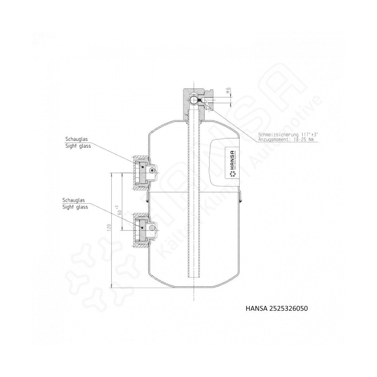HANSA Sammler 1L Ø95 2x Schauglas / Indikator