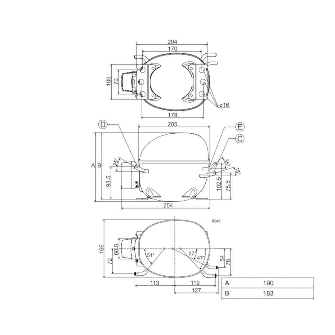 Compressor NLE11KK.4 Danfoss Secop