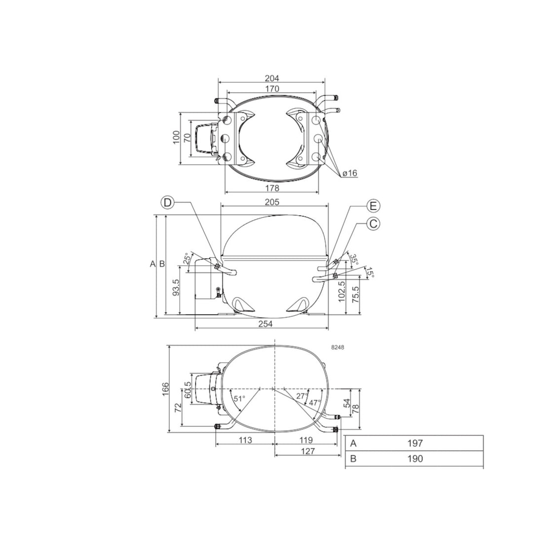 Kompressor NLX15KK.3 /NLE15KK.4 Danfoss Secop