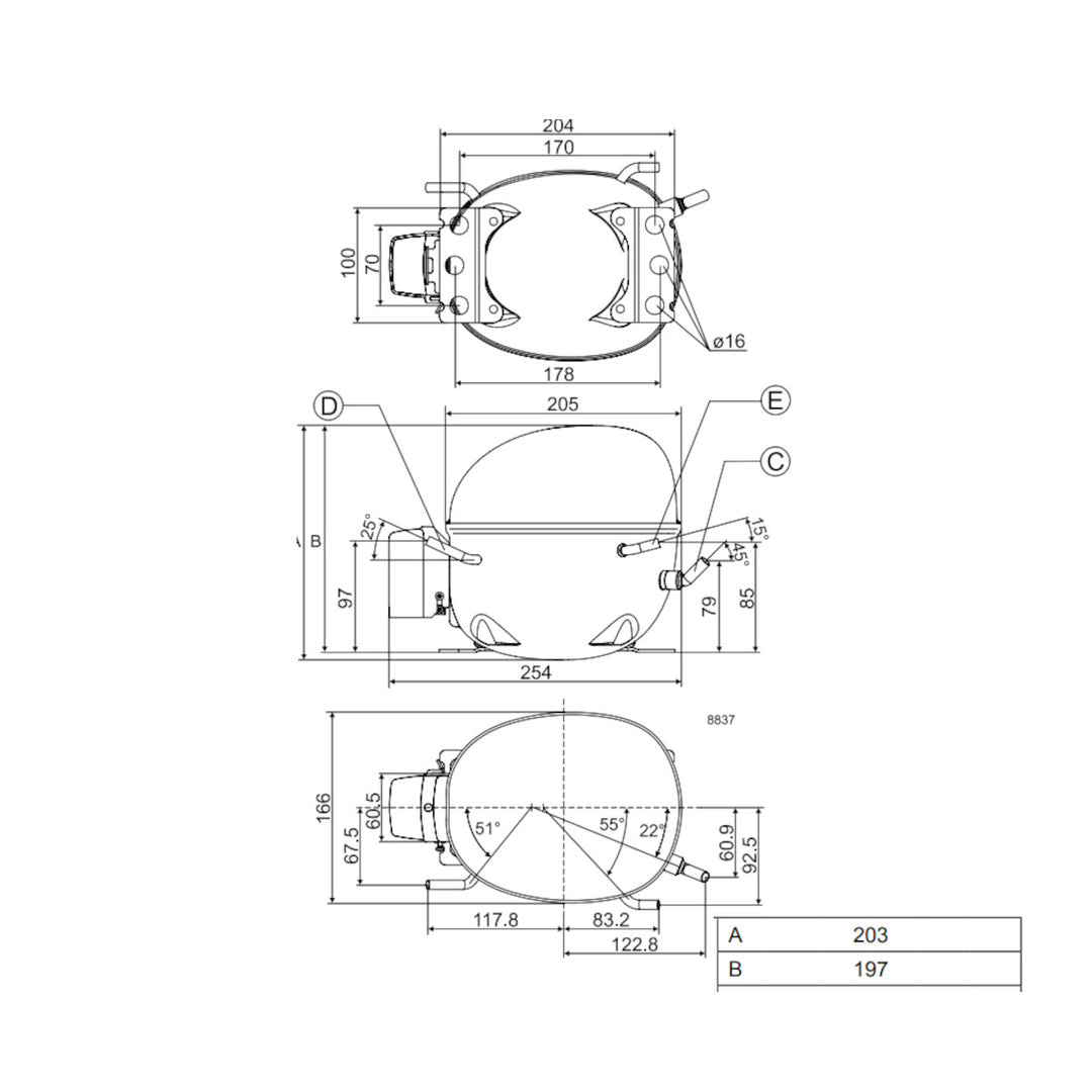 Kompressor NF7MLX Danfoss Secop